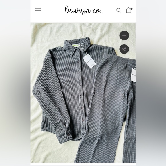 Lauryn Co. MAMA SHACKET + PANTS SET (FOG) - size M/L - Picture 5 of 5